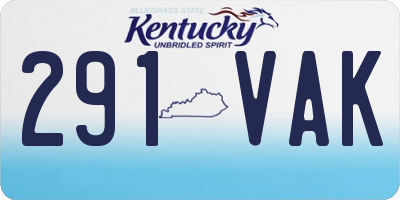 KY license plate 291VAK