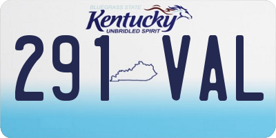 KY license plate 291VAL