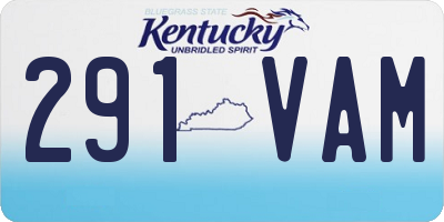 KY license plate 291VAM