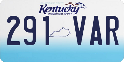 KY license plate 291VAR
