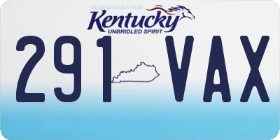 KY license plate 291VAX