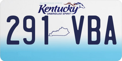 KY license plate 291VBA