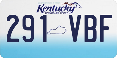 KY license plate 291VBF