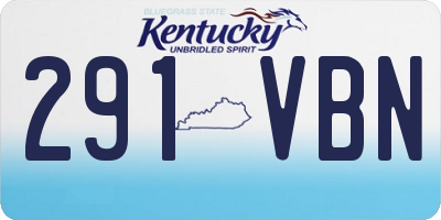 KY license plate 291VBN