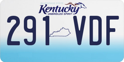 KY license plate 291VDF