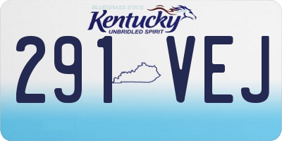 KY license plate 291VEJ