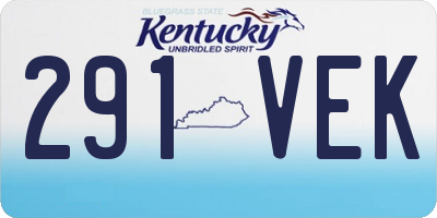 KY license plate 291VEK