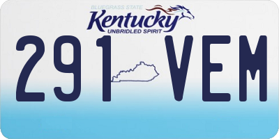KY license plate 291VEM