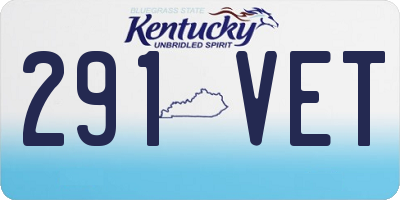 KY license plate 291VET