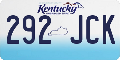 KY license plate 292JCK