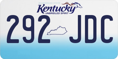 KY license plate 292JDC