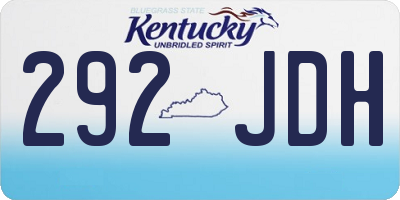 KY license plate 292JDH