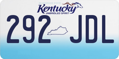 KY license plate 292JDL