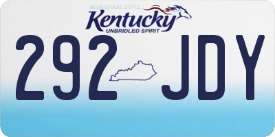 KY license plate 292JDY