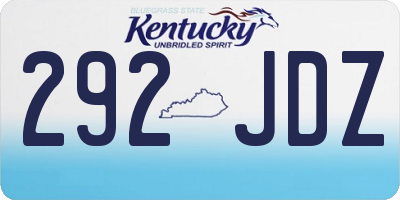 KY license plate 292JDZ