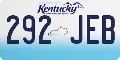 KY license plate 292JEB