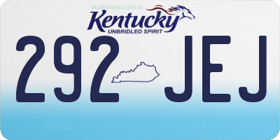 KY license plate 292JEJ