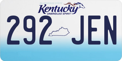 KY license plate 292JEN