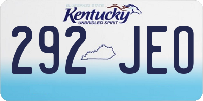 KY license plate 292JEO