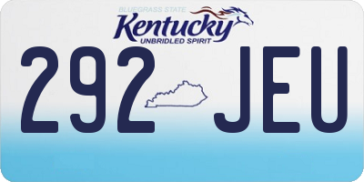 KY license plate 292JEU