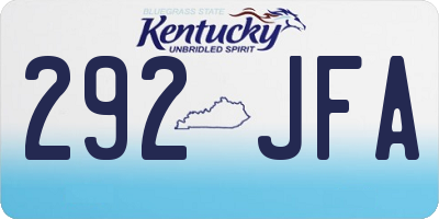 KY license plate 292JFA