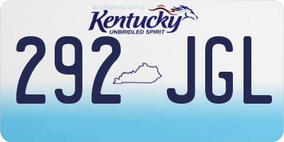 KY license plate 292JGL