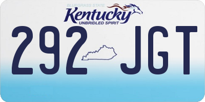KY license plate 292JGT