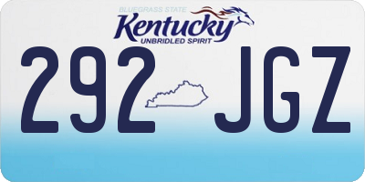 KY license plate 292JGZ