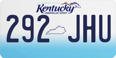 KY license plate 292JHU