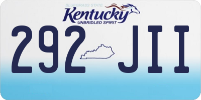 KY license plate 292JII