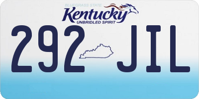 KY license plate 292JIL