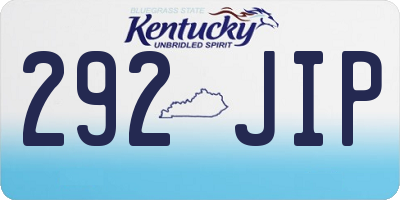 KY license plate 292JIP