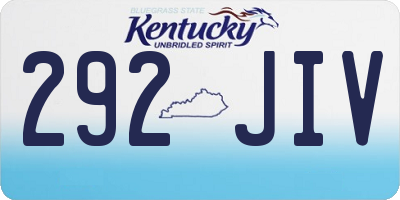 KY license plate 292JIV
