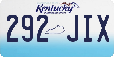 KY license plate 292JIX