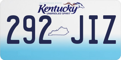 KY license plate 292JIZ