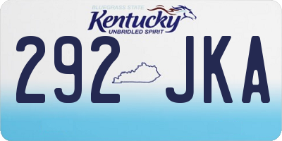 KY license plate 292JKA