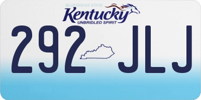 KY license plate 292JLJ
