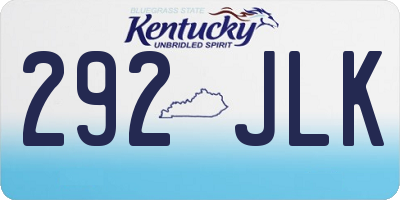 KY license plate 292JLK