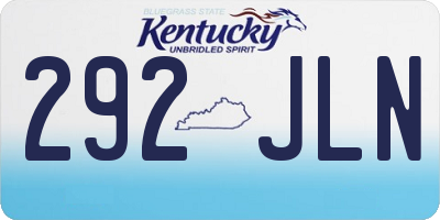 KY license plate 292JLN