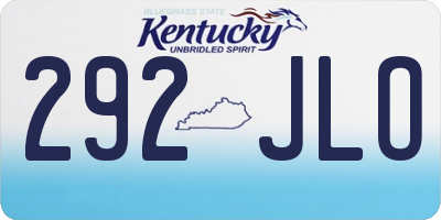 KY license plate 292JLO