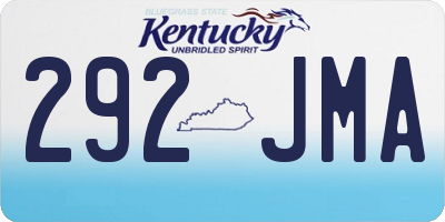 KY license plate 292JMA