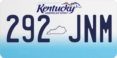 KY license plate 292JNM