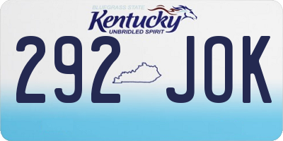 KY license plate 292JOK