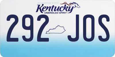 KY license plate 292JOS