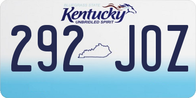 KY license plate 292JOZ