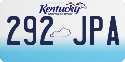 KY license plate 292JPA