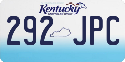 KY license plate 292JPC