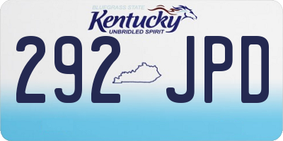 KY license plate 292JPD