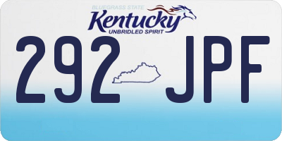 KY license plate 292JPF