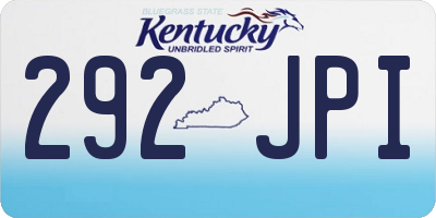 KY license plate 292JPI